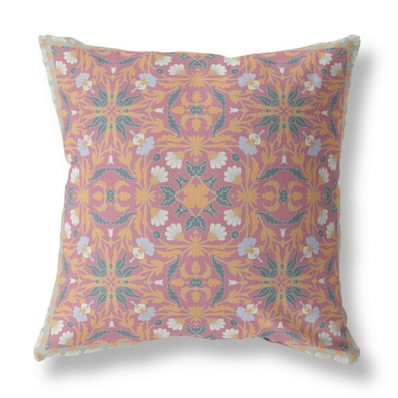 Jahan Paisley Broadcloth Fabric Blown and Closed Pillow - Muted Magenta Gold