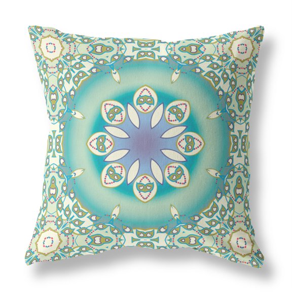 Amrita Sen Suede Zippered Pillow In Beige And Green Finish CAPL226FSDS-ZP-18x18