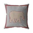 thumbnail image 1 of Light Elephant Indoor/Outdoor Fabric Pillow in Red on Gray 28x28, 1 of 5