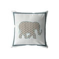 thumbnail image 1 of Light Elephant Indoor/Outdoor Fabric Pillow in Gold on White 18x18, 1 of 9
