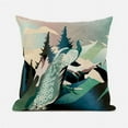 thumbnail image 1 of Mountain Peacock Indoor Outdoor Premium Broadcloth Fabric Pillow in Green 20x20, 1 of 1