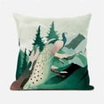 thumbnail image 1 of Mountain Peacock Indoor Outdoor Fabric Pillow in Green 26x26 with zip, 1 of 1