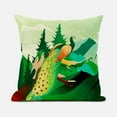 thumbnail image 1 of Mountain Peaock Throw Pillow in Green Orange Red 20x20, 1 of 5