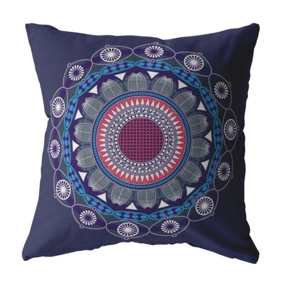 Amrita Sen Double Sided Suede Zippered Pillow With Navy Finish CAIPL66FSDS16X16