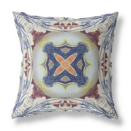 Amrita Sen Designs 26x26" Indoor/Outdoor Fabric Pillow in Gray/Brown/Blue