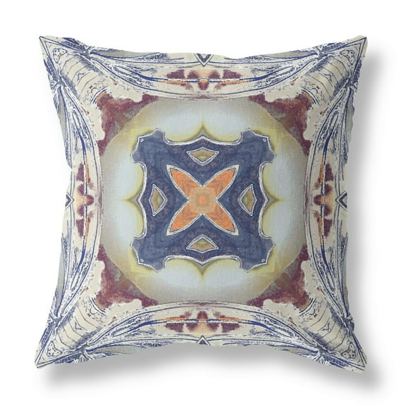 Amrita Sen Designs 26x26" Indoor/Outdoor Fabric Pillow in Gray/Brown/Blue