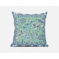 thumbnail image 1 of Pond Peacock Indoor/Outdoor Fabric Pillow with Zip in Aqua Blue White 20", 1 of 4