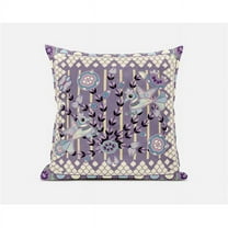 Amrita Sen Pond Peacock Indoor/Outdoor Pillow with Removable Cover in Muted Purple Yellow18x18