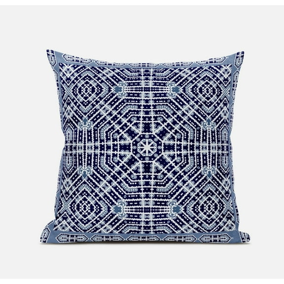 Amrita Sen Suede Indigo White Zippered Pillow With Insert CAPL456FSDS-ZP-20x20