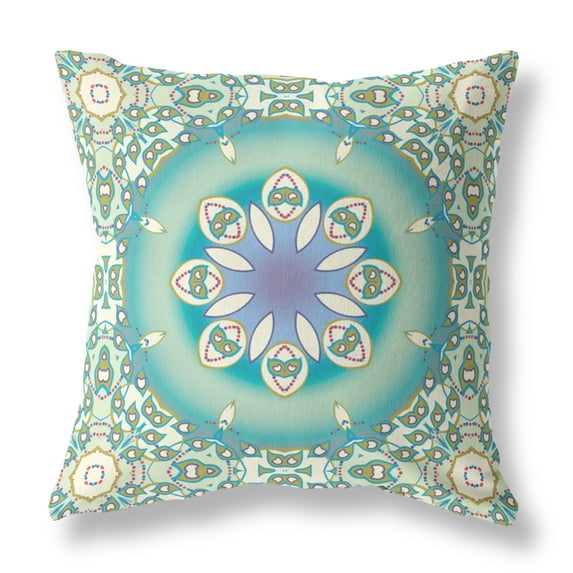 Amrita Sen Suede Zippered Pillow In Beige And Green Finish CAPL226FSDS-ZP-16x16