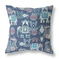 thumbnail image 1 of Elephant Howdah Faux Suede Fabric Throw Pillow in Blue and Gray 20x20, 1 of 9