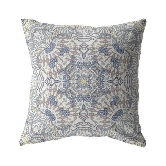 Tree of Life Indoor/Outdoor Fabric Pillow with Zip in Yellow and Gray26x26