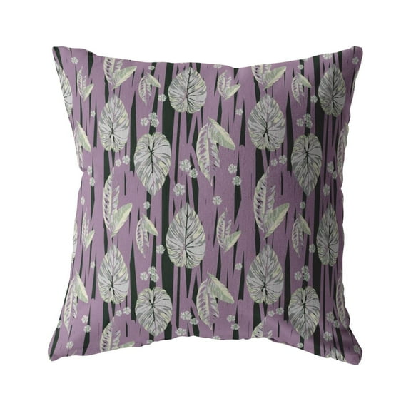 Amrita Sen Tropics 16" Suede Falling Zippered Pillow in Purple/Off White