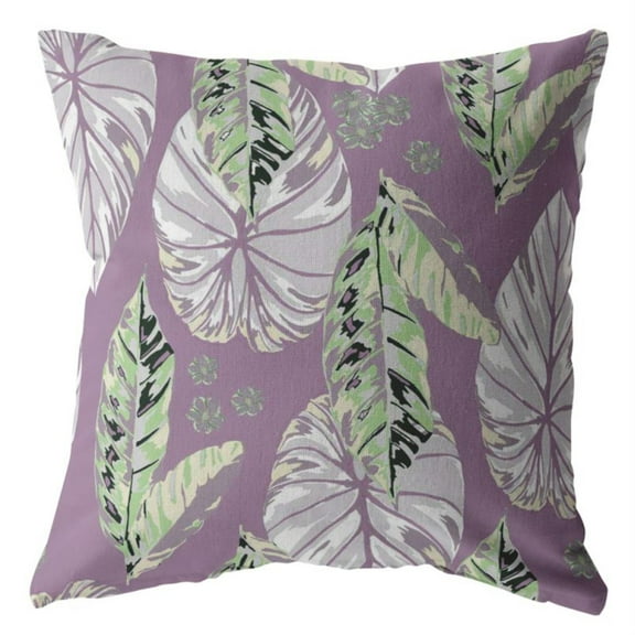 Amrita Sen Tropics 16" Suede Double Sided Zippered Pillow in Light Green/Purple