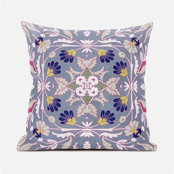 Venetian Flower Paisley Duo Indoor/Outdoor Pillow with Removable Cover in Gray Pink16x16