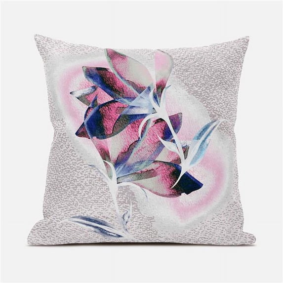 Amrita Sen Designs CAPL952BrCDS-ZP-16x16 16 x 16 in. Waterflower Broadcloth Indoor & Outdoor Zippered Pillow - Pink, White & Blue