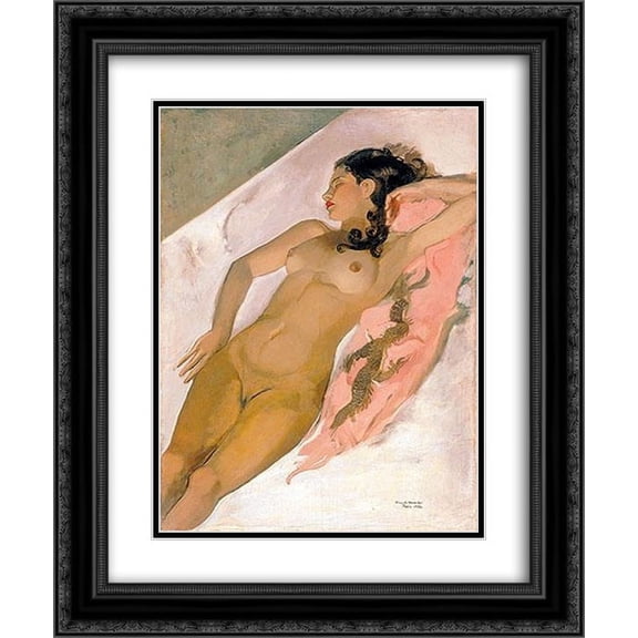 Amrita Sher Gil 2x Matted 20x24 Black Ornate Framed Art Print 'Sleeping woman'