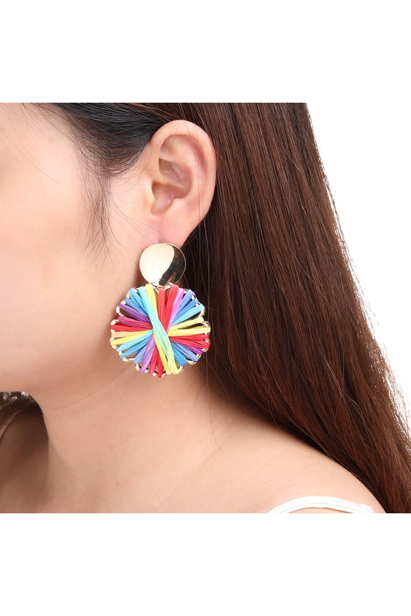 Amrita Singh Celine Gold-tone Brass and Multi-Color Raffia Drop Earring