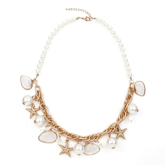 Amrita Singh Fiji Gold-tone Brass Sealife and Glass Pearl Charm Necklace