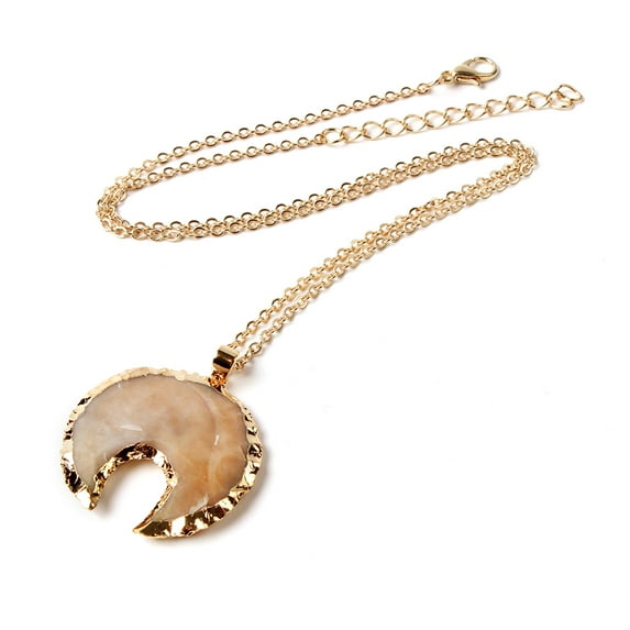 Amrita Singh Gold-tone Brass Chain with Agate Crescent Pendant Necklace
