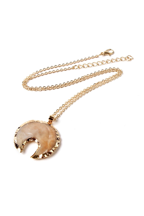 Amrita Singh Gold-tone Brass Chain with Agate Crescent Pendant Necklace