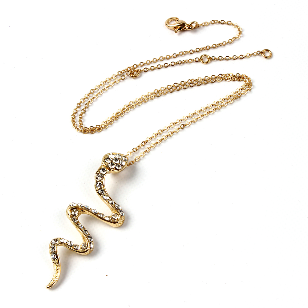Amrita Singh Gold-tone Brass Cobra Snake Necklace with Crystal Detailing