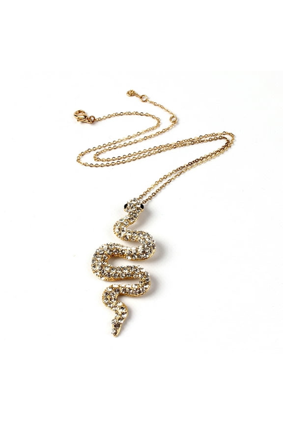 Amrita Singh Gold-tone Brass Medusa Snake Pendant Necklace with Crystal Embellishments