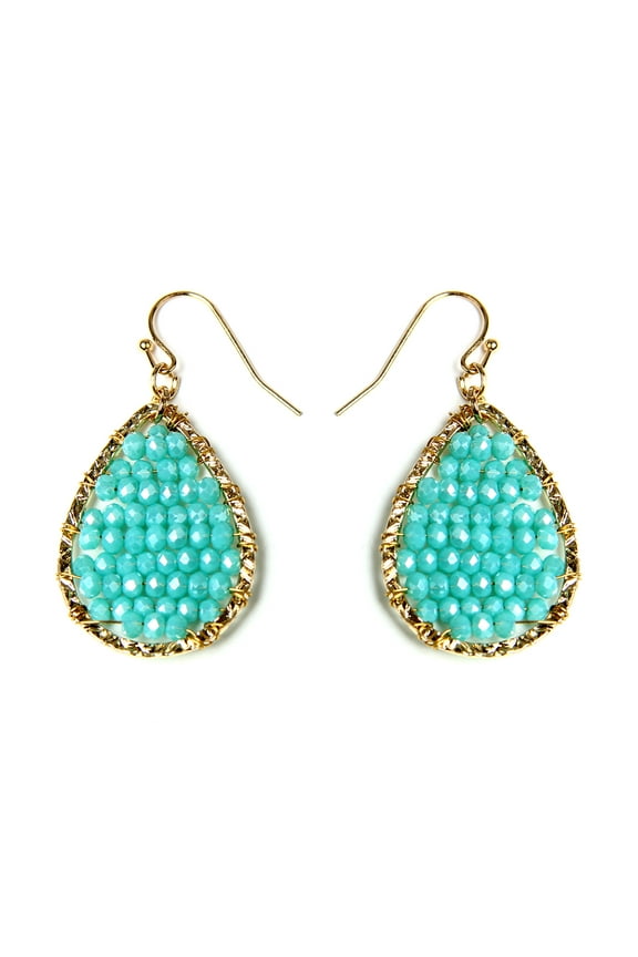 Amrita Singh Gold-tone Brass Teardrop Earrings with Faceted Turquoise Beads