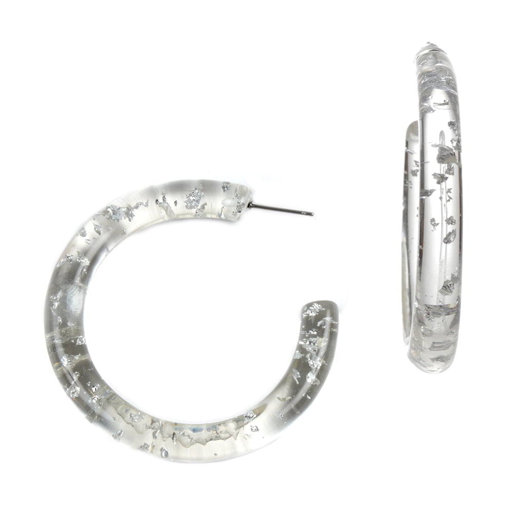Amrita Singh Lucite Hoop Earring with Metallic Crust Detailing
