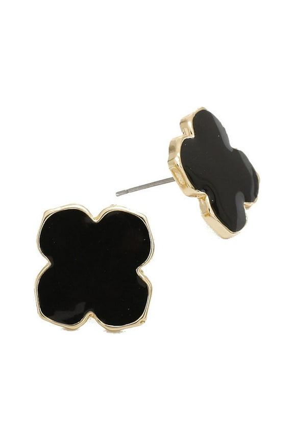 Amrita Singh Lucky Clover Gold-tone Brass and Enamel Stud Earring