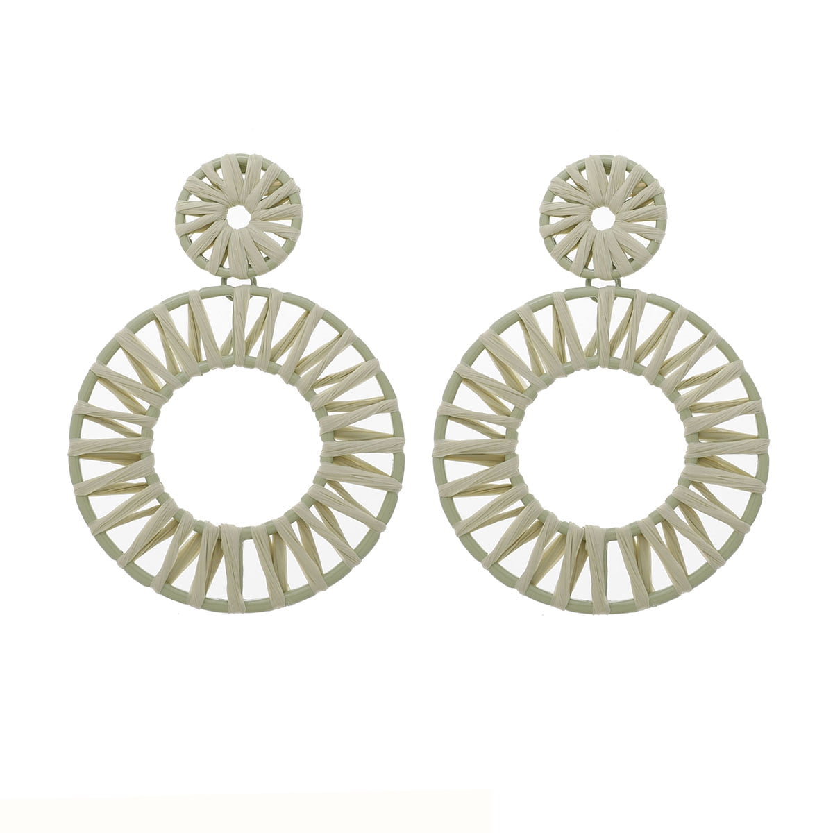Amrita Singh Scarlett 2-Tier Woven Raffia Drop Earring Mint Green