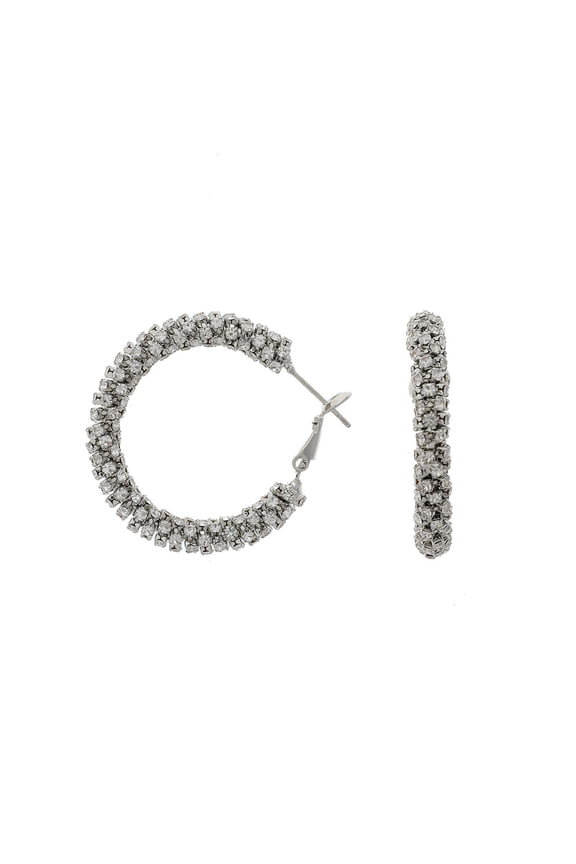 Amrita Singh Silver-tone Brass Magdalena Crystal Hoop Earring