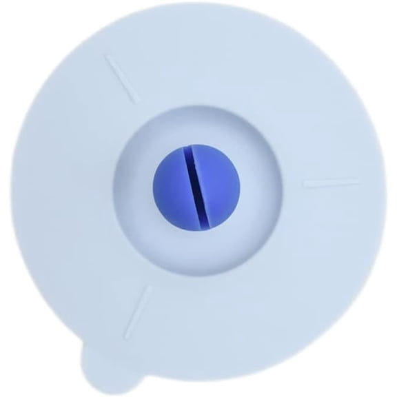 Amruta Silicone Lid for Cups with Spoon Rest, Airtight Seal Drink Covers for Hot and Cold Drinks, 10cm Diameter Leak Proof Suction Cup Lid for Ceramic Glass and Steel Drinkware (1 pc. Pale Blue)