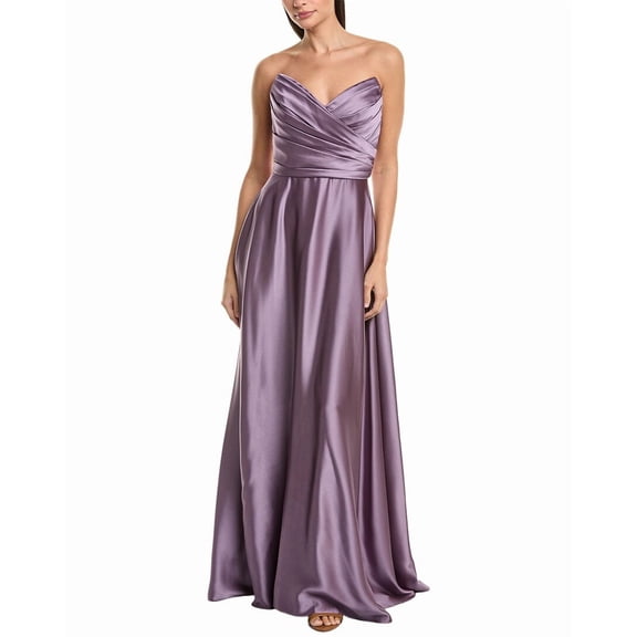 Amsale womens Draped Bodice Gown, 4, Purple