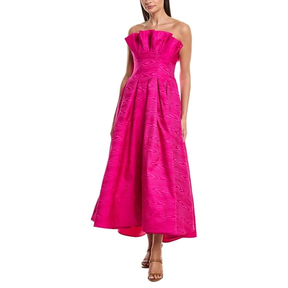 Amsale womens Jacquard Pleated Gown, 8, Pink