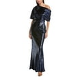 thumbnail image 1 of Amsale womens  One-Shoulder Velvet Gown, 6, Blue, 1 of 3