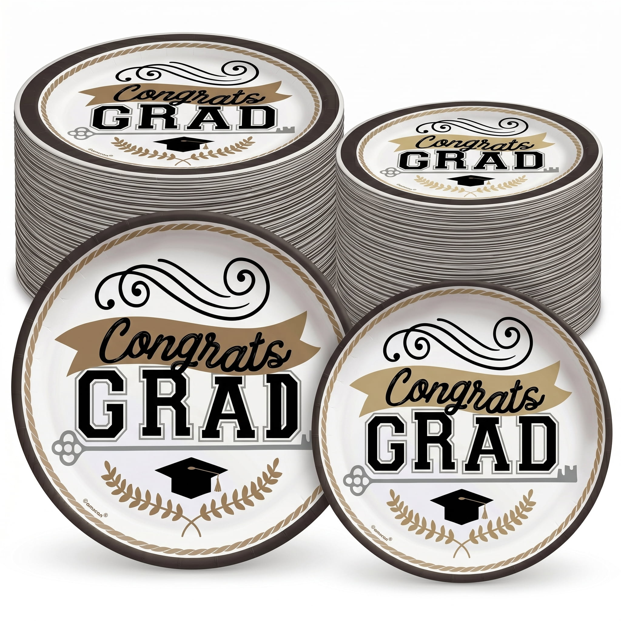 Amscan 100 Count Round Paper Plates Congrats Grad Graduation Party ...