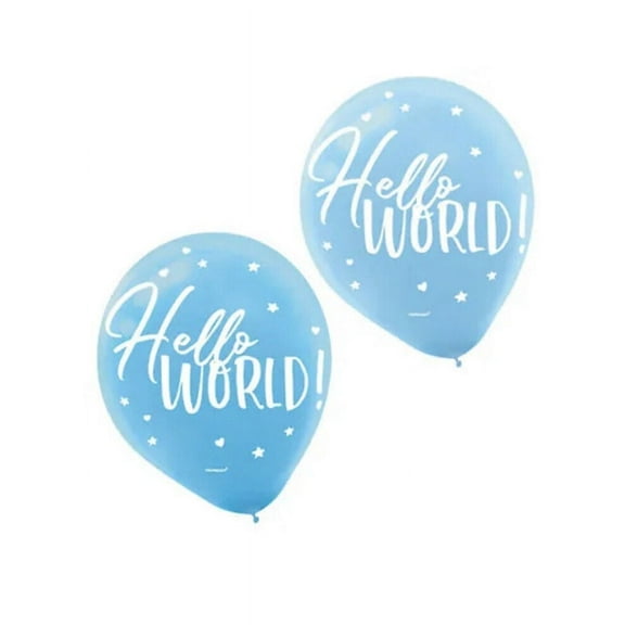 Hello World Boy 12" Latex Balloons (15)