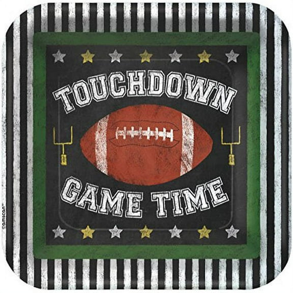 Amscan 12Piece 7" Game Time Square Plates, One Size, Multicolor