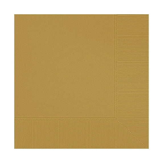 Amscan 19 3-Ply Beverage Napkins Party Supply, 5" x 5" Pack of 40, Gold