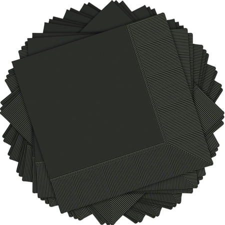 Amscan 2-Ply Beverage Bevarage Napkin, 5" x 5", Jet Black