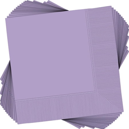 Amscan 2-Ply Lavender Beverage Napkins, 40 Ct. | Party Tableware | 5" x 5"