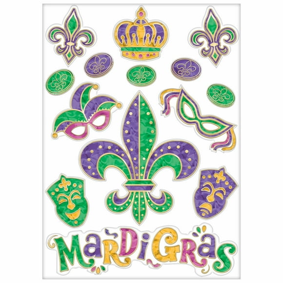 Amscan 241993 Mardi Gras Vinyl Embossed Window Decoration