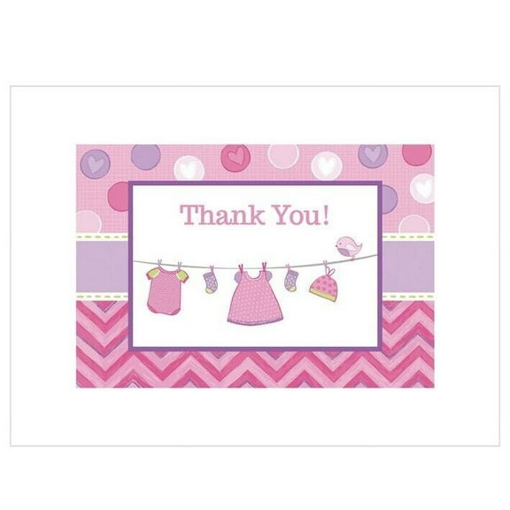 Amscan 255925 Baby Shower Girl - Shower With Love Thank You Notes (8)