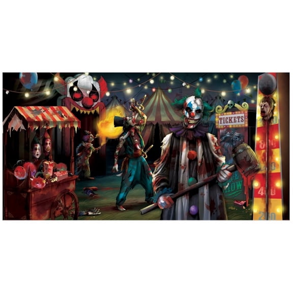 Amscan 3 x 6 Polyester Creepy Carnival Sideshow Outdoor Flag and Banner