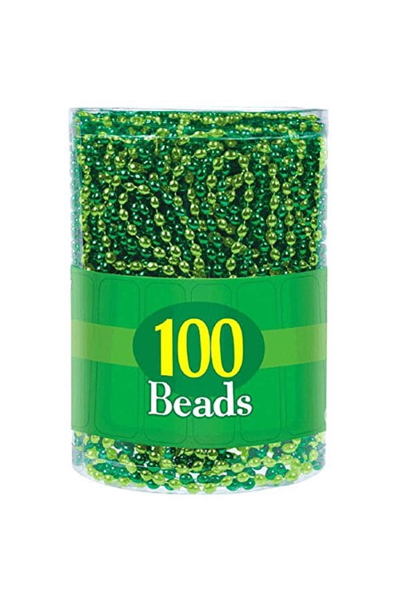 393383 St. Patrick's Day Bead Necklaces, Green, Pack Of 100 Necklaces