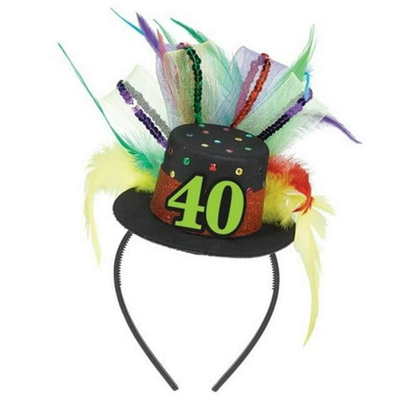 Amscan 395423 40th Birthday Mini Top Hat Headband - Pack of 3
