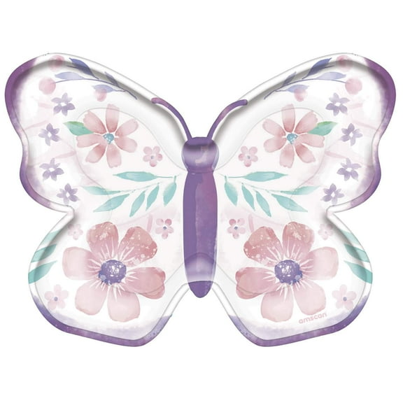 Amscan 432712 Flutter Butterfly Shaped Plates 7-inch Length