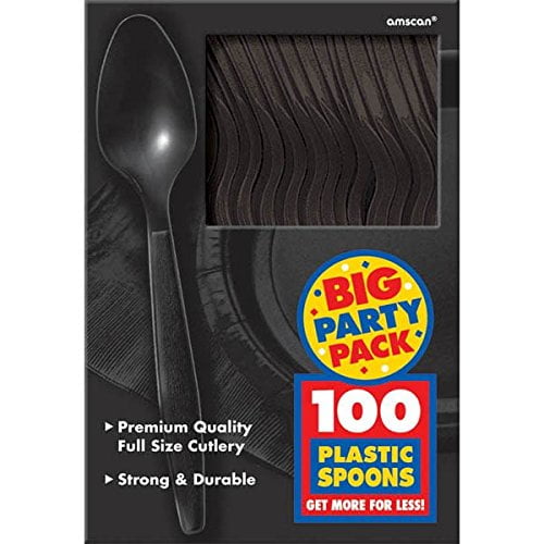 Amscan 43601.10 Plastic Spoons One Size Jet Black