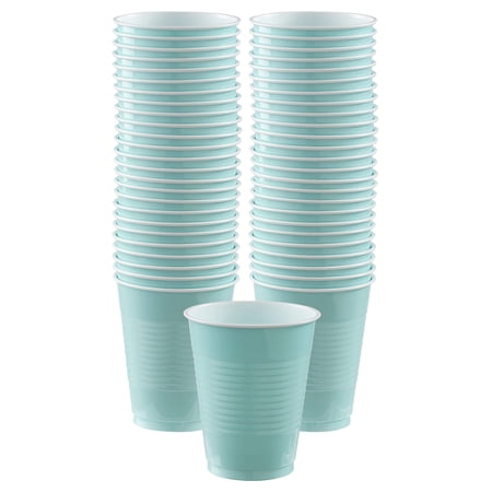 Amscan 436801.121 Big Party Pack 50 Count Plastic Cups, Pieces, Robbins Egg Blue